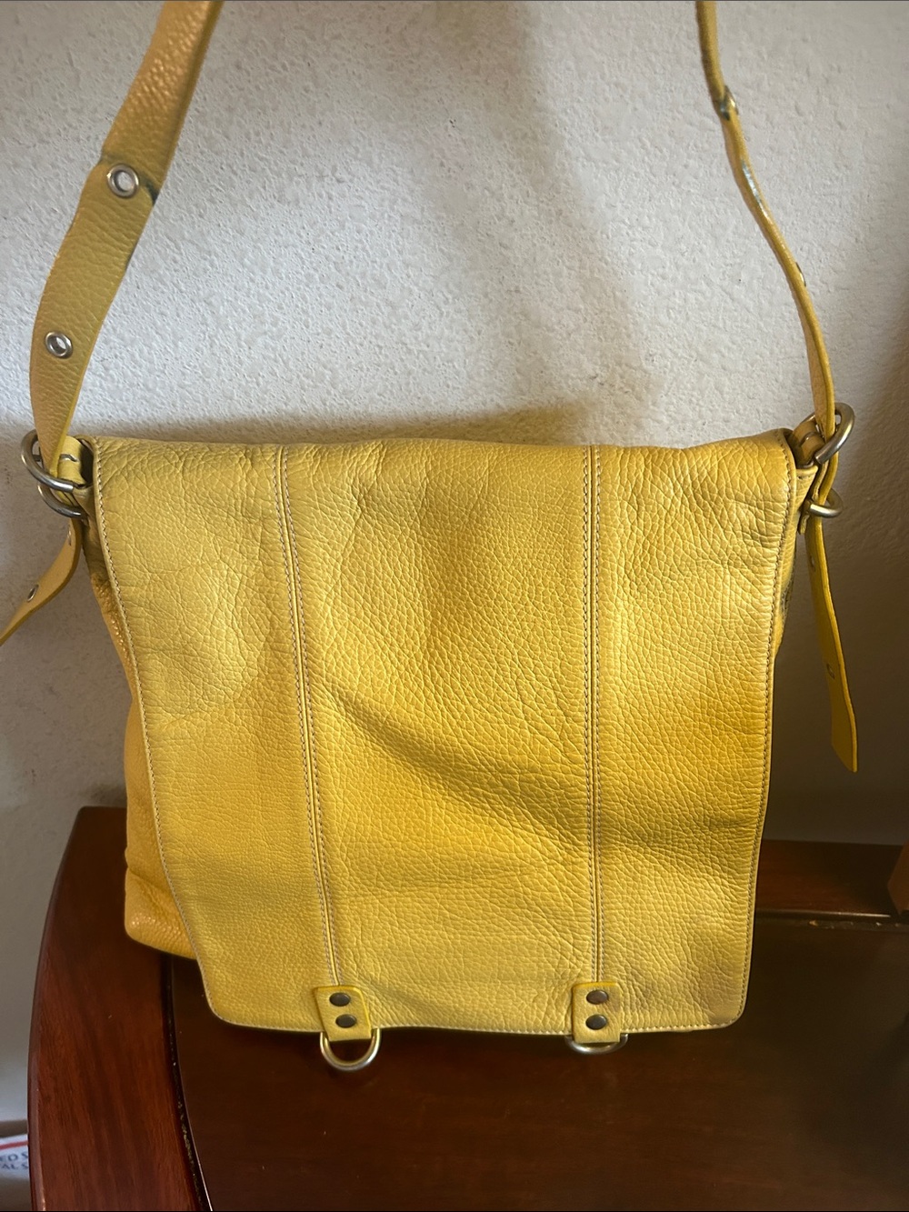 Yellow Leather Crossbody Shoulder Bag - Women's